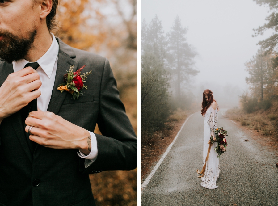 fall wedding style, foggy fall wedding style, rue de siene wedding dress
